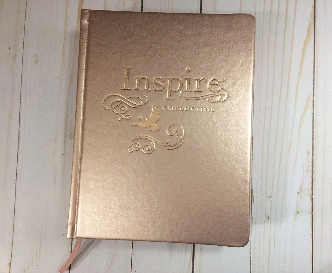 NLT Inspire Catholic Bible, Hardcover, Rose Gold, Mardel