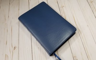CBP Large Print Text in Blue Ironed Calfskin