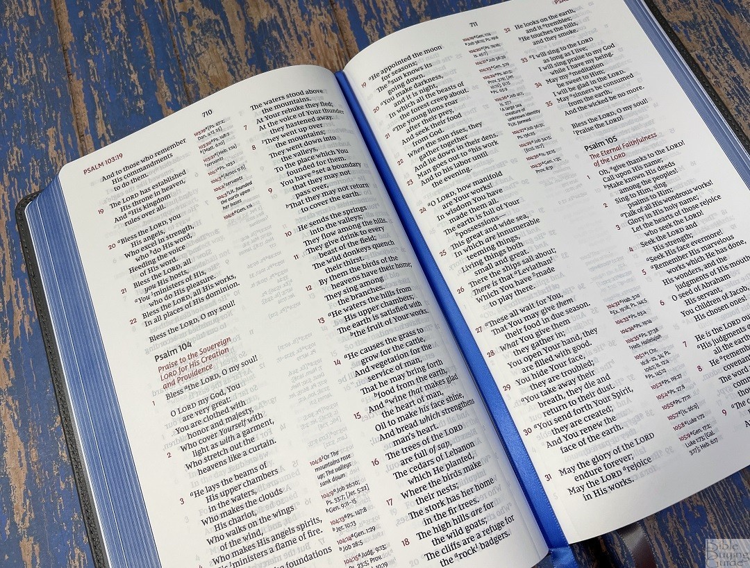 Gray NKJV Center Column Reference Bible Layout