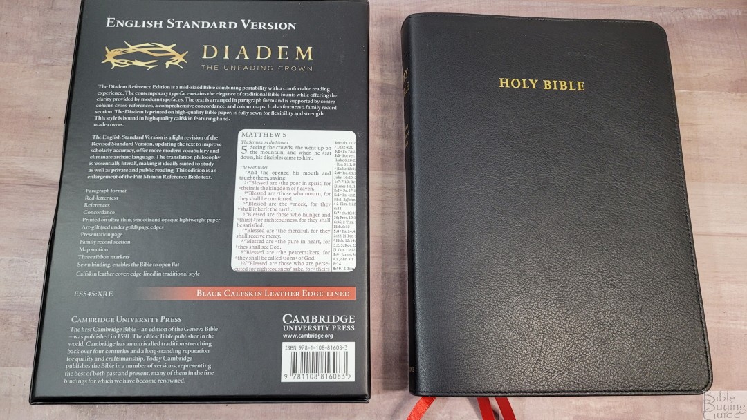 Cambridge ESV Diadem in Black Calfskin - Bible Buying Guide