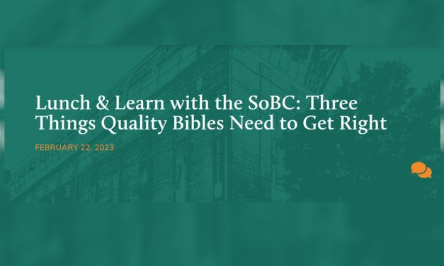 MOTB Event – Three Things Quality Bibles Need to Get Right
